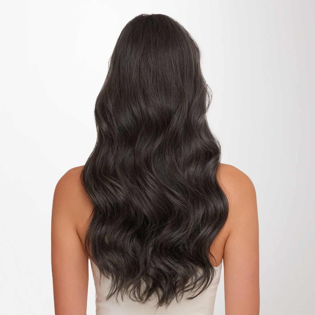 Mocha Brown (1C) Classic Clip-Ins (120g-130g) – 100% Remy Human Hair.