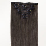 Mocha Brown (1C) Classic Clip-Ins (120g-130g) – 100% Remy Human Hair.