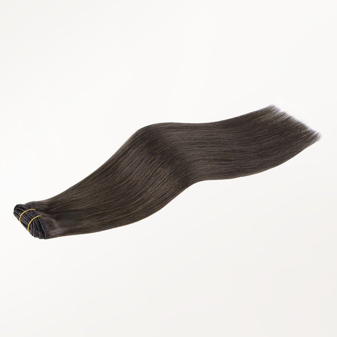 Mocha Brown (1C) Classic Clip-Ins (120g-130g) – 100% Remy Human Hair.