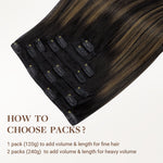 Natural Black Balayage (1B/6/1B) Classic Clip-Ins (120g-150g) – 100% Remy Human Hair by GOO GOO Hair.