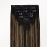 Natural Black Balayage (1B/6/1B) Classic Clip-Ins (120g-150g) – 100% Remy Human Hair by GOO GOO Hair.