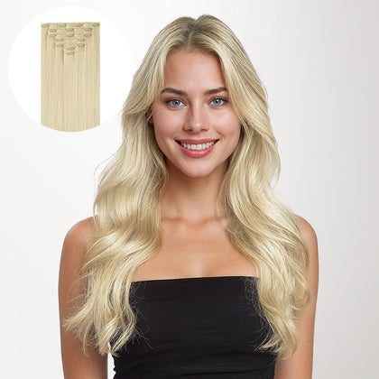 Platinum Blonde (60A) Classic Clip-Ins (120g-150g)_100% Remy Human Hair extensions and accessories.
