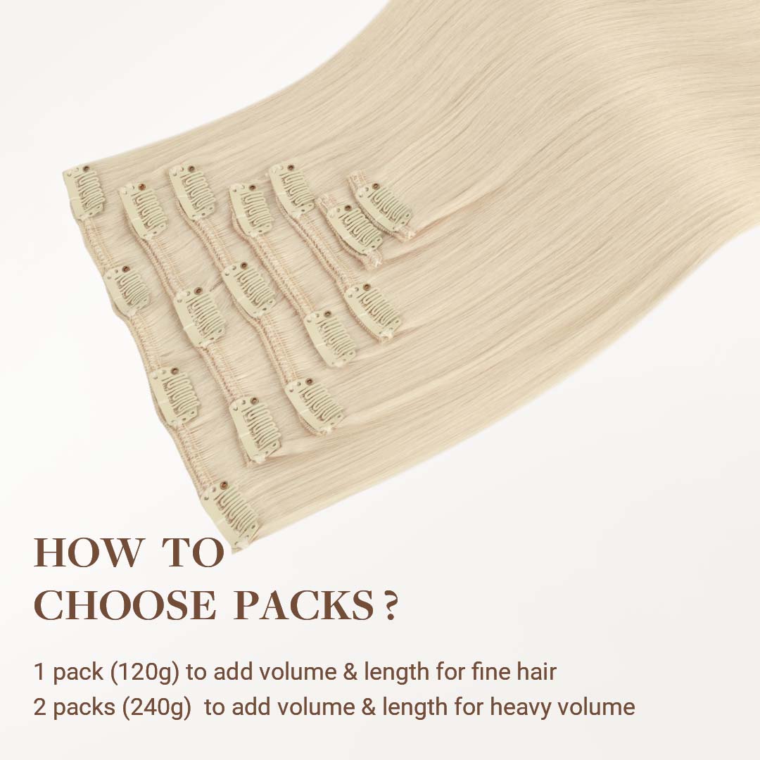 Platinum Blonde (60A) Classic Clip-Ins (120g-150g) – 100% Remy Human Hair by GOO GOO Hair.
