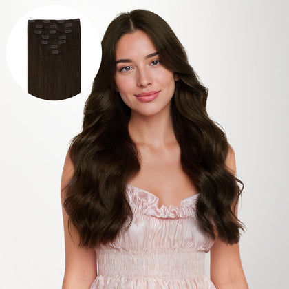 Chocolate Brown (4A) Classic Clip-Ins (120g-150g)-100% Remy Human Hair.