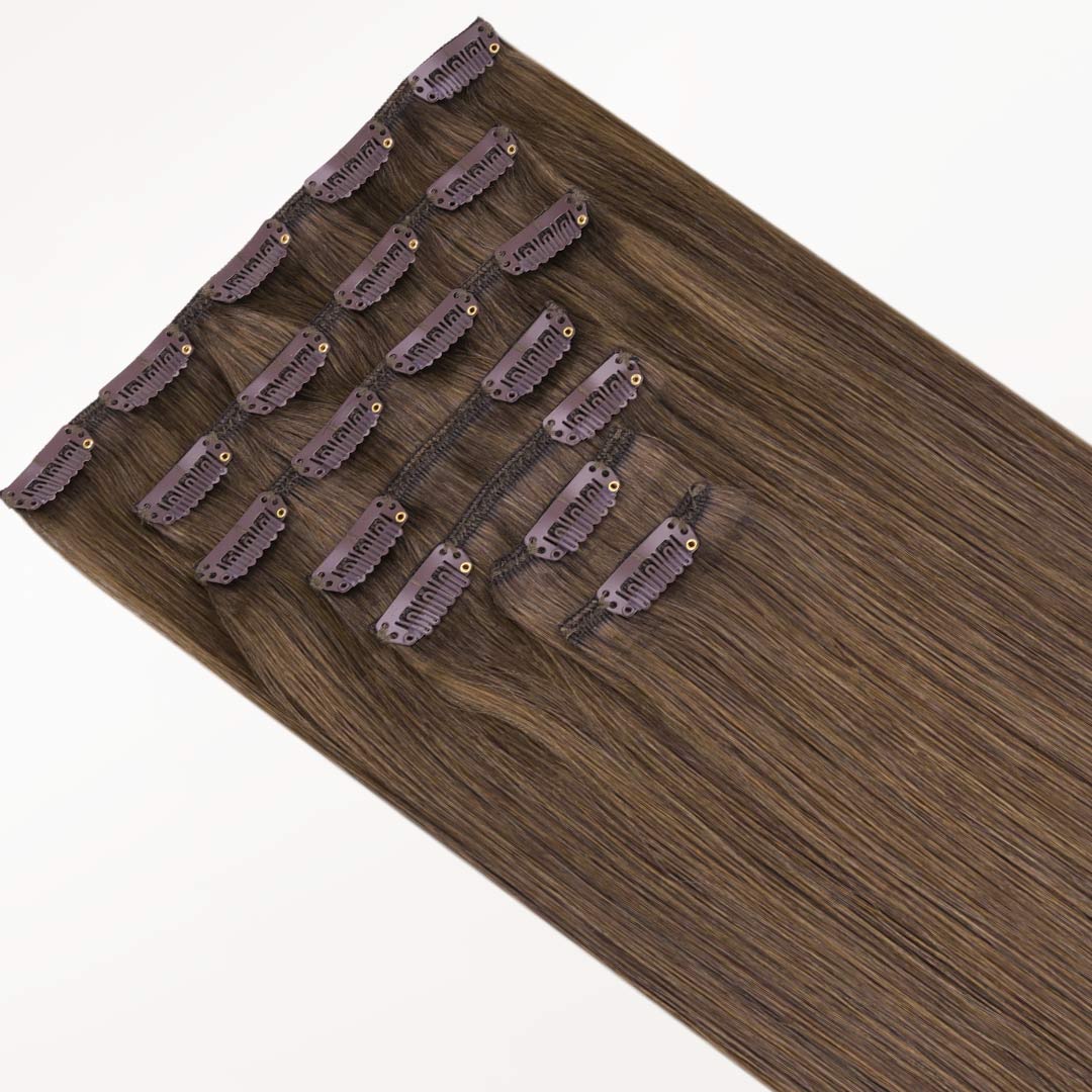 Ash Brown (5) Classic Clip-Ins (120g-150g) – 100% Remy Human Hair.