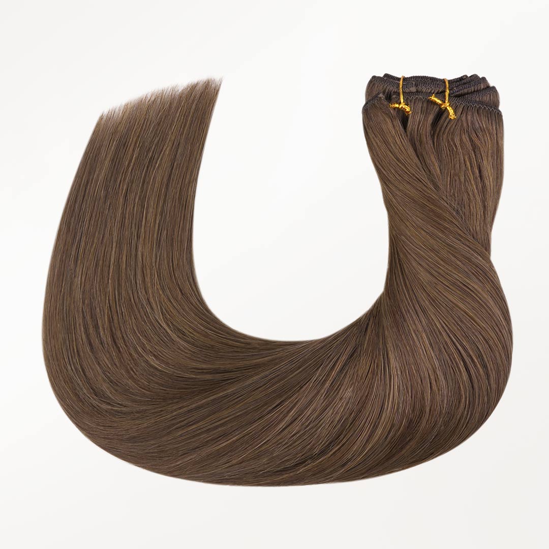 Ash Brown (5) Classic Clip-Ins (120g-150g) – 100% Remy Human Hair.