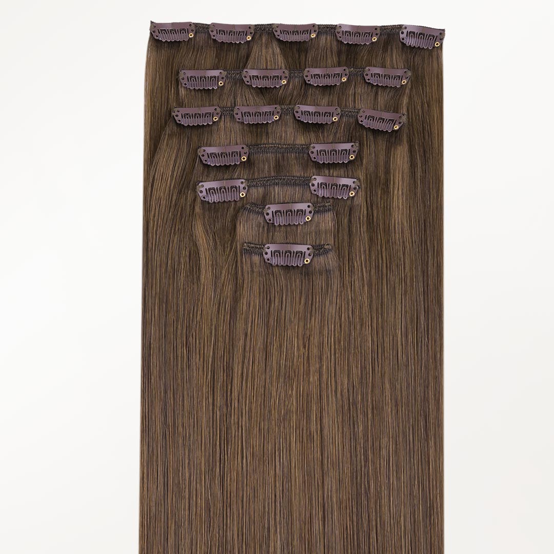Ash Brown (5) Classic Clip-Ins (120g-150g) – 100% Remy Human Hair.