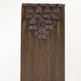 Ash Brown (5) Classic Clip-Ins (120g-150g) – 100% Remy Human Hair.