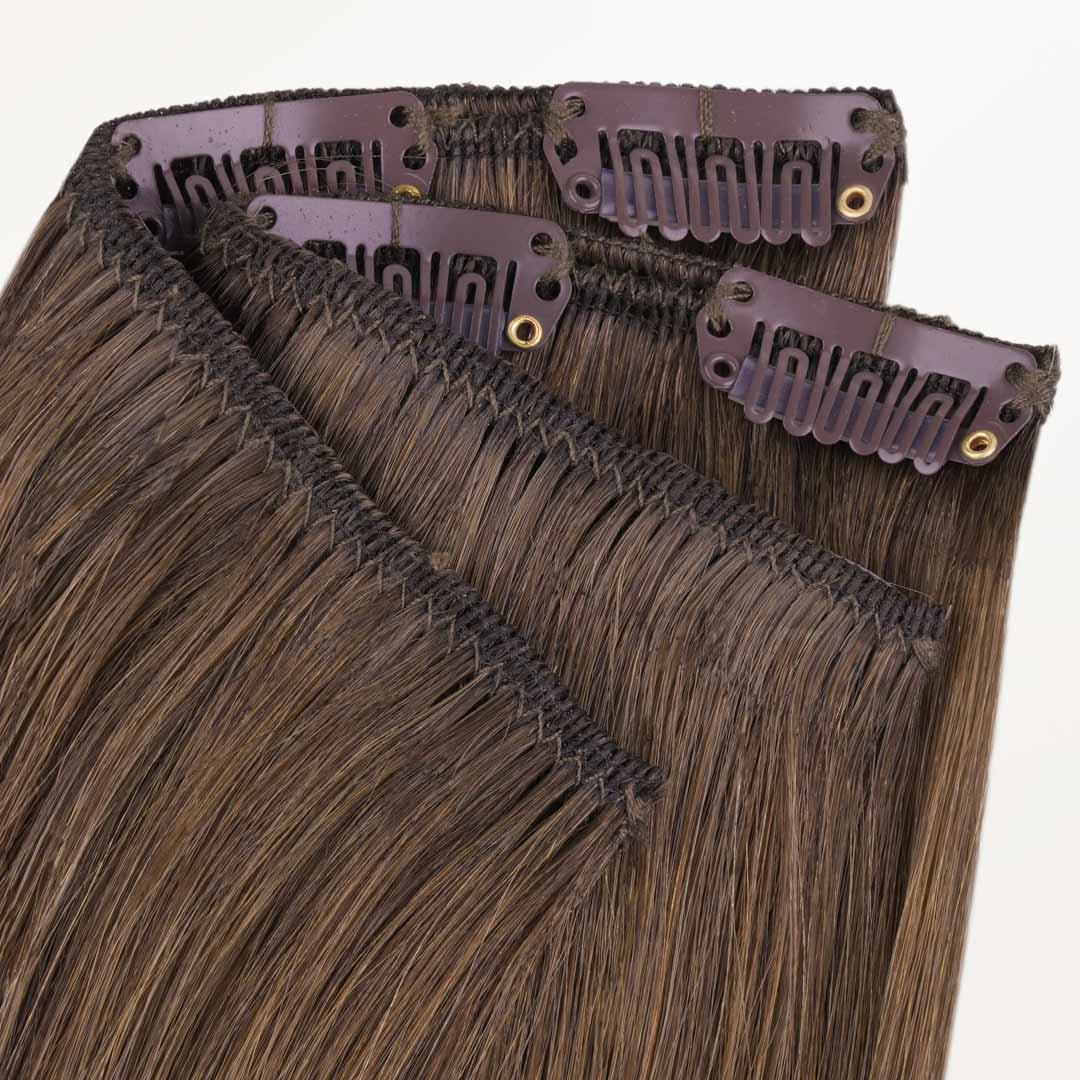 Ash Brown (5) Classic Clip-Ins (120g-150g) – 100% Remy Human Hair.