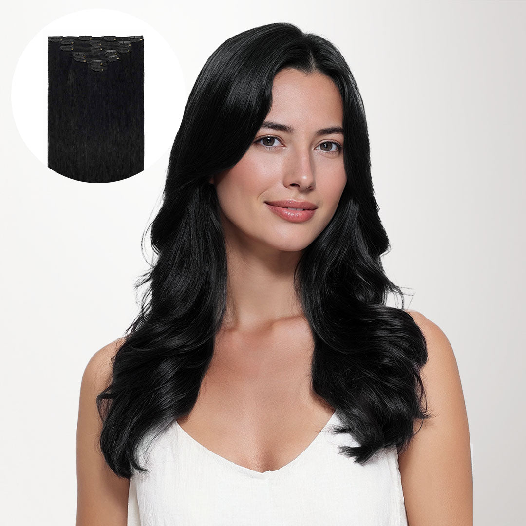 Jet Black Clip-Ins 150g Stunning 100% Remy Hair - Main Image