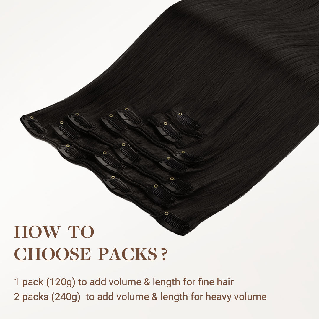 Classic Clip in Hair Extensions – 100% Remy Human Hair.
