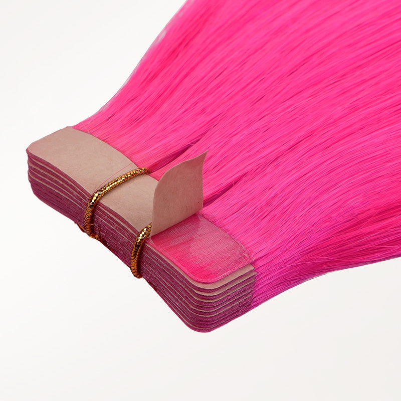 Hot Pink Color Tape-Ins (25g-30g) – 100% Remy Human Hair.