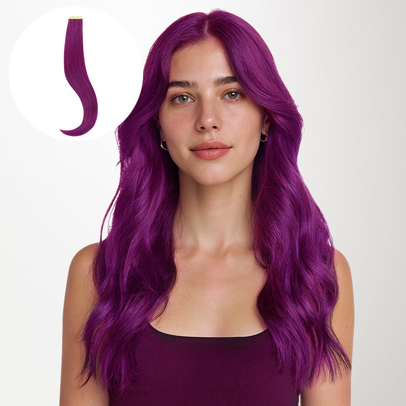 Violet Color Tape-Ins (25g-30g) – 100% Remy Human Hair.
