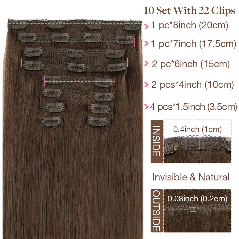 18" Platinum Blonde Balayage (17/22/60) Double Drawn Clip in 160g – 100% Remy Human Hair.