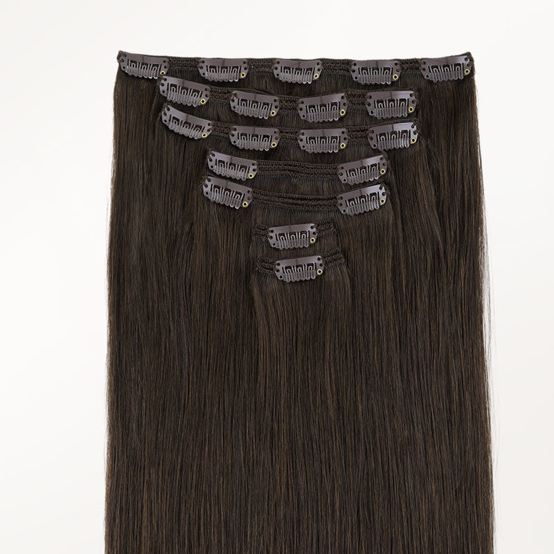 Dark Brown (2) Full Classic Clip-Ins (160g-220g) – 100% Remy Human Hair by GOO GOO Hair.