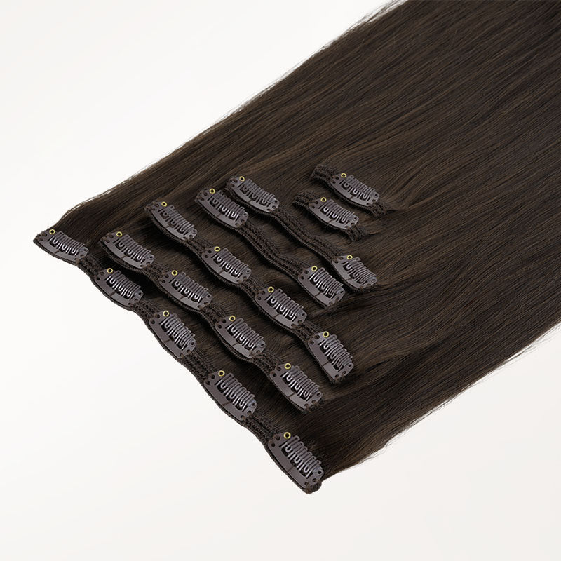 Dark Brown (2) Full Classic Clip-Ins (160g-220g) – 100% Remy Human Hair by GOO GOO Hair.
