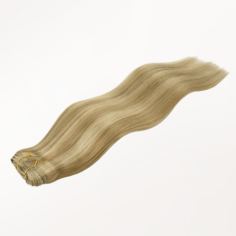 Light Blonde Highlights (16/22A) Full Classic Clip-Ins (160g-220g) – 100% Remy Human Hair by GOO GOO Hair.