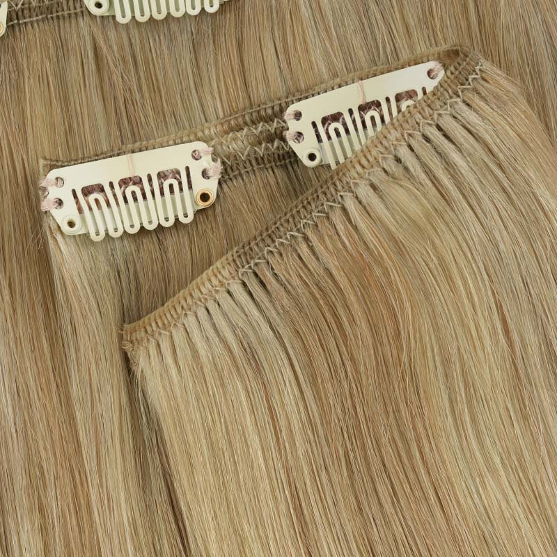 Light Blonde Highlights (16/22A) Full Classic Clip-Ins (160g-220g) – 100% Remy Human Hair by GOO GOO Hair.