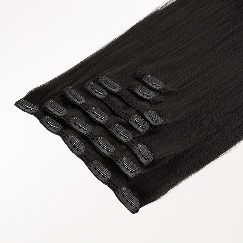 Natural Black (1B) Full Classic Clip-Ins (160g-220g) – 100% Remy Human Hair by GOO GOO Hair.