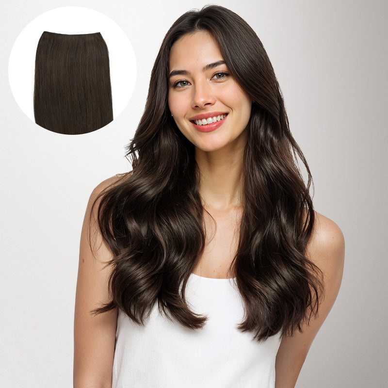 Dark Brown (2) Genius Tape Weft Hair Extensions 60g – 100% Remy Human Hair.