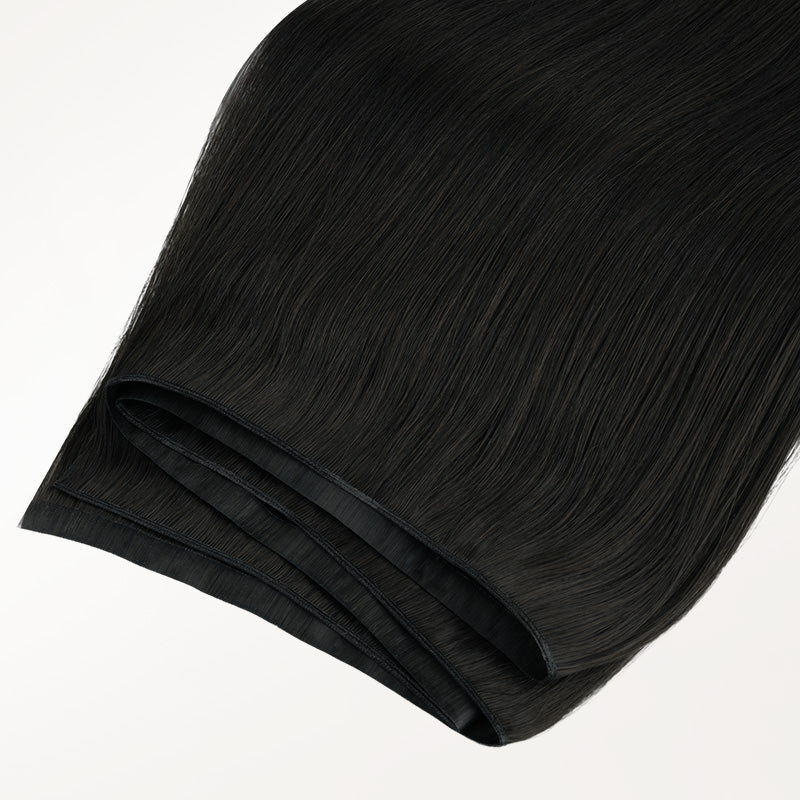 Jet Black (1) Genius Tape Weft Hair Extensions 60g – 100% Remy Human Hair.