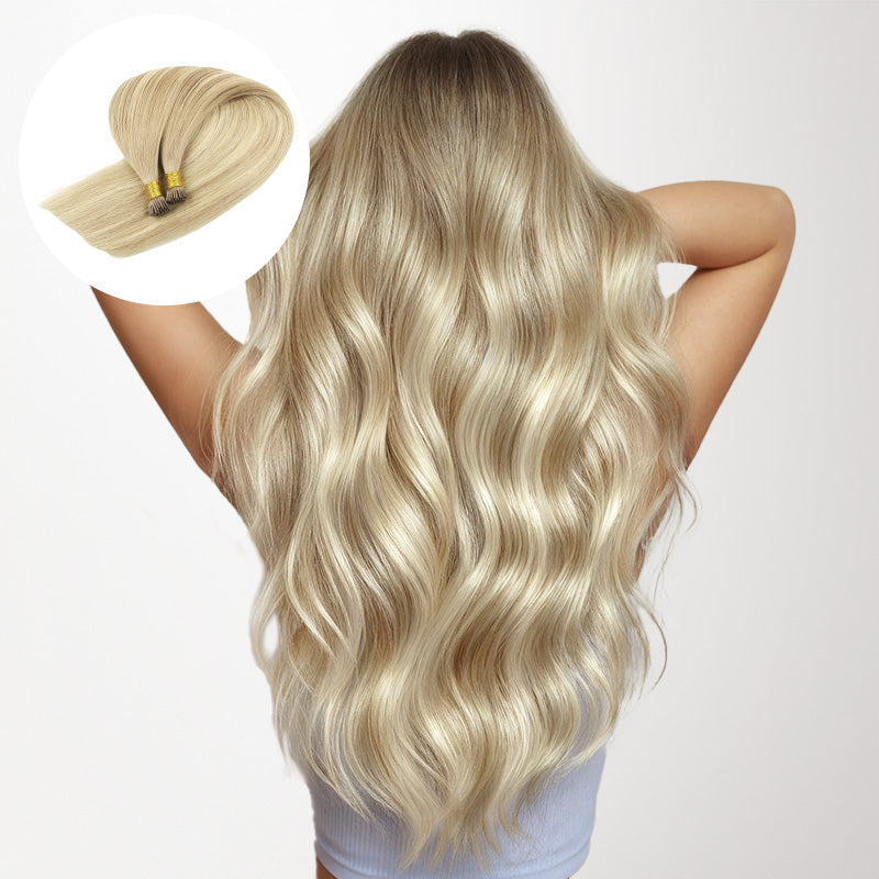 Natural Blonde Balayage (18ET90A) I-Tip Hair Extensions 50g – 100% Remy Human Hair.