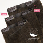 Caramel Blonde Balayage (4/27/4) Invisi Edge Seamless Clip-Ins (140g-160g) – 100% Remy Human Hair.
