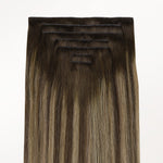 Caramel Blonde Balayage (4/27/4) Invisi Edge Seamless Clip-Ins (140g-160g) – 100% Remy Human Hair.