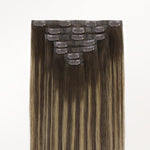 Caramel Blonde Balayage (4/27/4) Invisi Edge Seamless Clip-Ins (140g-160g) – 100% Remy Human Hair.