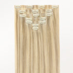 Light Blonde Highlights (16/22A) Invisi Edge Seamless Clip-Ins (140g-160g) – 100% Remy Human Hair.