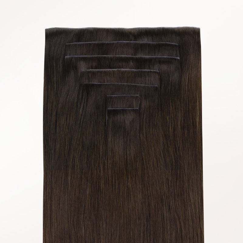 Dark Brown (2) Invisi Edge Seamless Clip-Ins (140g-160g) – 100% Remy Human Hair.