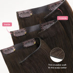 Dark Brown (2) Invisi Edge Seamless Clip-Ins (140g-160g) – 100% Remy Human Hair.