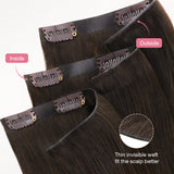 Dark Brown (2) Invisi Edge Seamless Clip-Ins (140g-160g) – 100% Remy Human Hair.