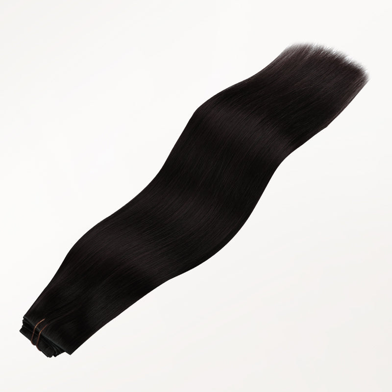 Jet Black (1) Invisi Edge Seamless Clip-Ins (140g-160g) – 100% Remy Human Hair.