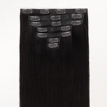 Jet Black (1) Invisi Edge Seamless Clip-Ins (140g-160g) – 100% Remy Human Hair.
