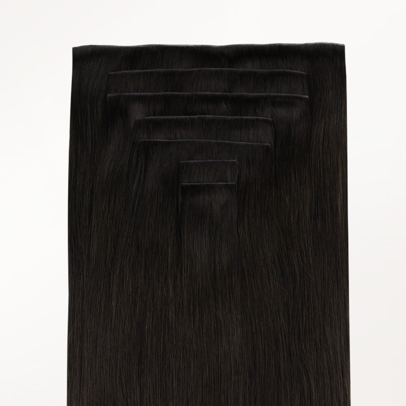 Natural Black (1B) Invisi Edge Seamless Clip-Ins (140g-160g) – 100% Remy Human Hair.