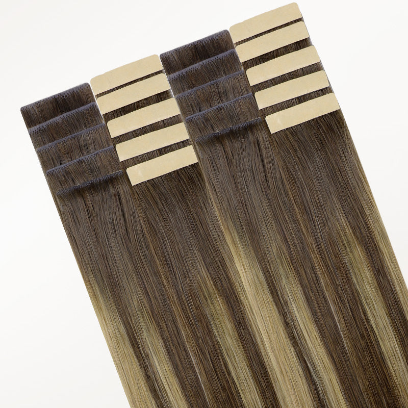 Caramel Blonde Balayage (4/27/4) Invisi Edge Tape-Ins 50g – 100% Remy Human Hair by GOO GOO Hair.
