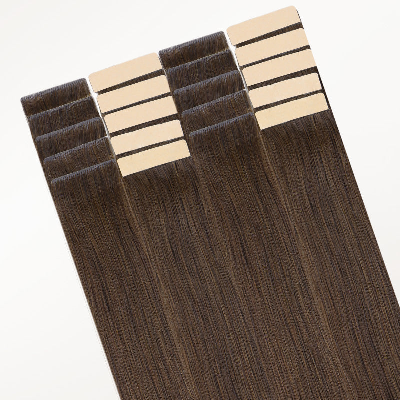 Chocolate Brown (4A) Invisi Edge Tape-Ins 50g – 100% Remy Human Hair by GOO GOO Hair.