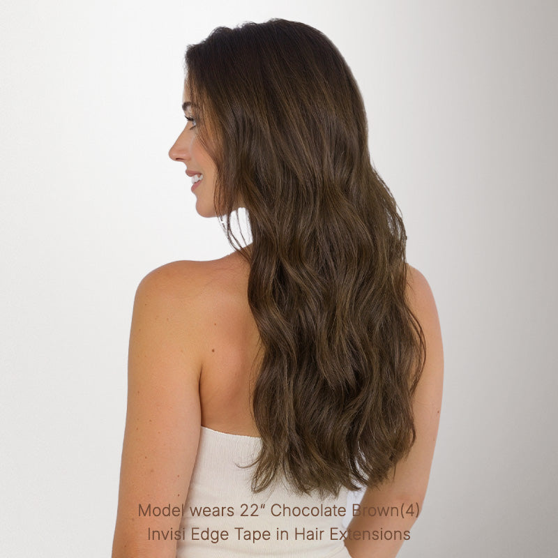 Chocolate Brown (4A) Invisi Edge Tape-Ins 50g – 100% Remy Human Hair by GOO GOO Hair.