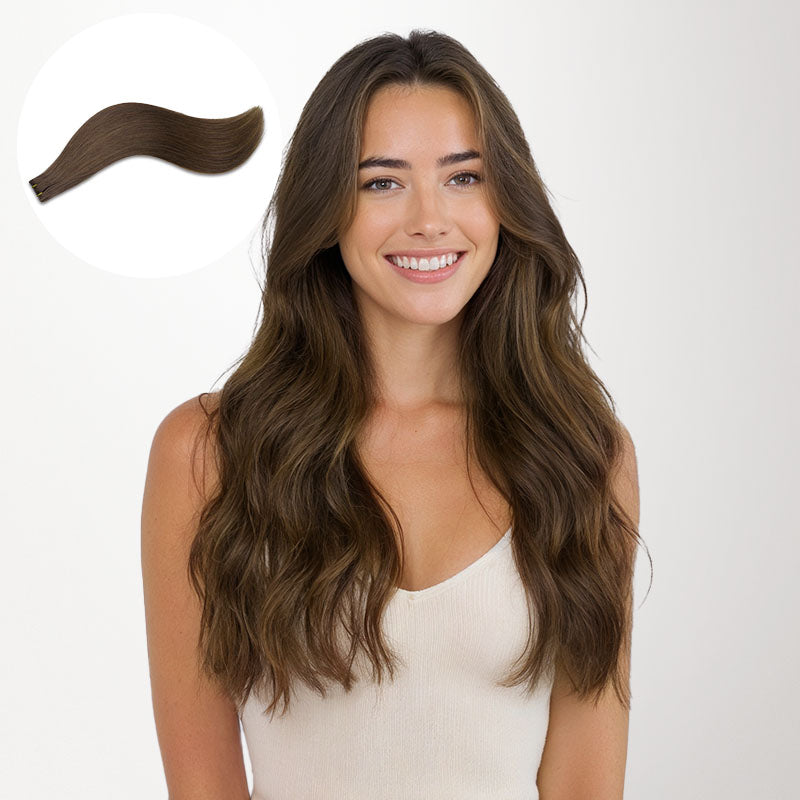 Chocolate Brown (4A) Invisi Edge Tape-Ins 50g – 100% Remy Human Hair by GOO GOO Hair.