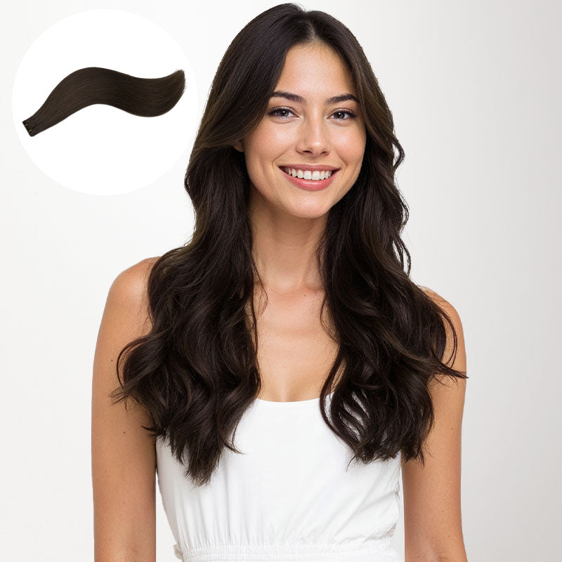 Dark Brown (2) Invisi Edge Tape-Ins 50g – 100% Remy Human Hair by GOO GOO Hair.