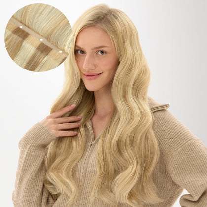 Light Blonde Highlights (16/22A) Butterfly Weft Hair Extensions (100g-150g)_100% Remy Human Hair.