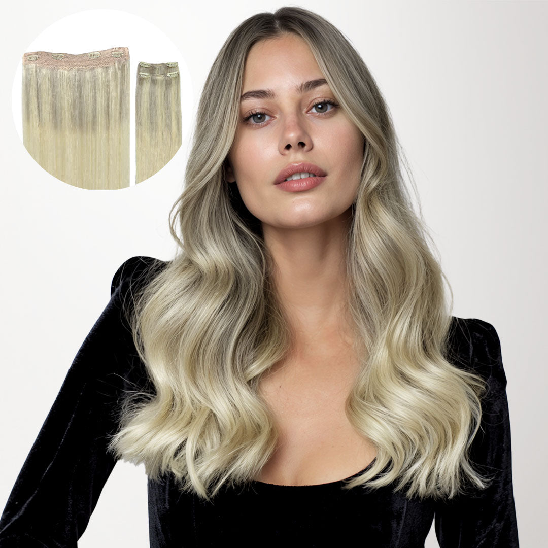 Platinum Blonde Balayage Pro Wire Hair Extensions 100% Remy