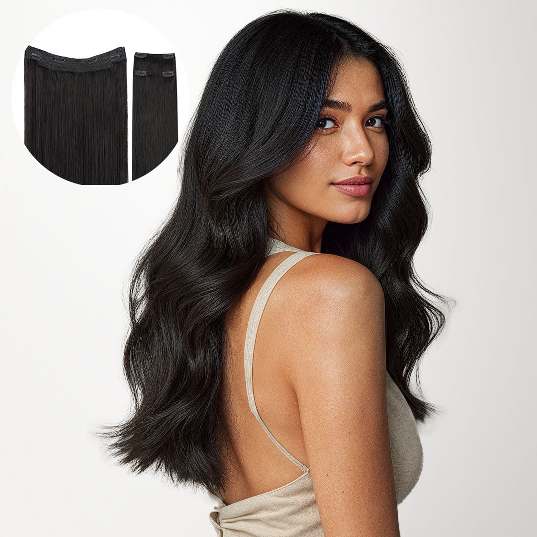 Natural Black (1B) Pro Wire Hair Extensions 100% Remy Human