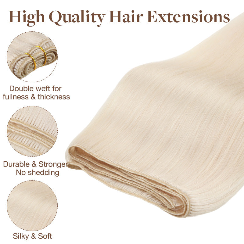Pure Platinum Blonde (1000) Sew-In Weft Hair Extensions (80g-110g) – 100% Remy Human Hair.