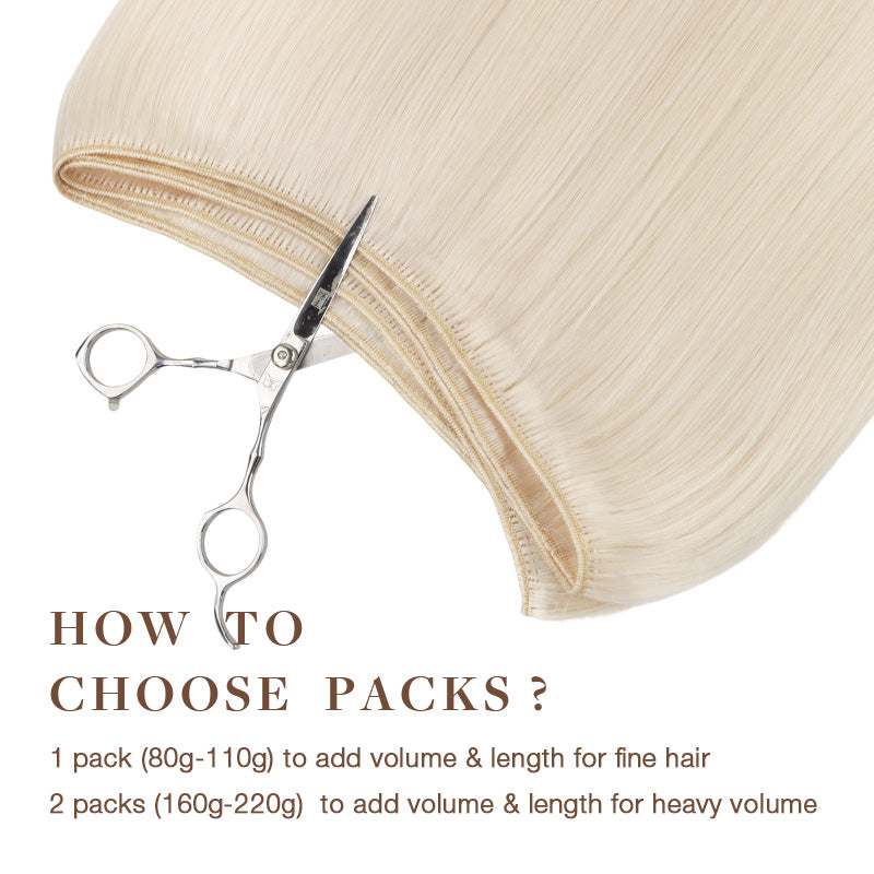 Pure Platinum Blonde (1000) Sew-In Weft Hair Extensions (80g-110g) – 100% Remy Human Hair.