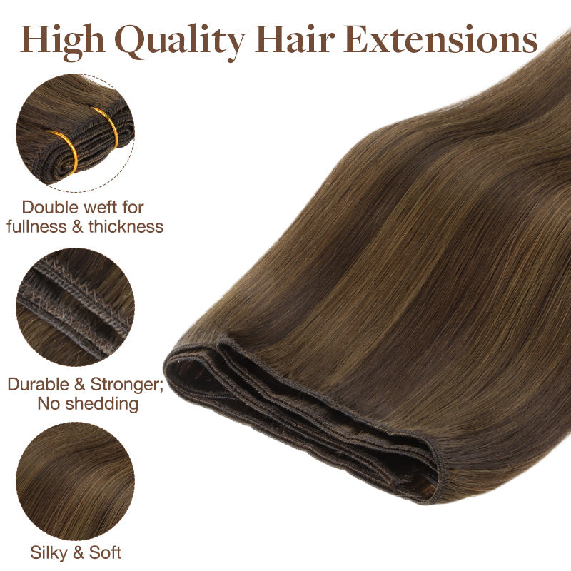 Brown Sugar Swirl Highlights (2C/4E/6C) Sew-In Weft Hair Extensions (80g-110g) – 100% Remy Human Hair.