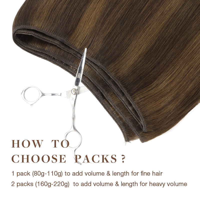 Brown Sugar Swirl Highlights (2C/4E/6C) Sew-In Weft Hair Extensions (80g-110g) – 100% Remy Human Hair.