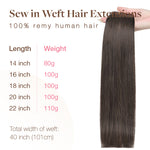 Light Brown (2A) Sew-In Weft Hair Extensions (80g-110g) – 100% Remy Human Hair.