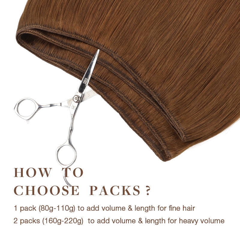 Copper (350) Sew-In Weft Hair Extensions (80g-110g) – 100% Remy Human Hair.